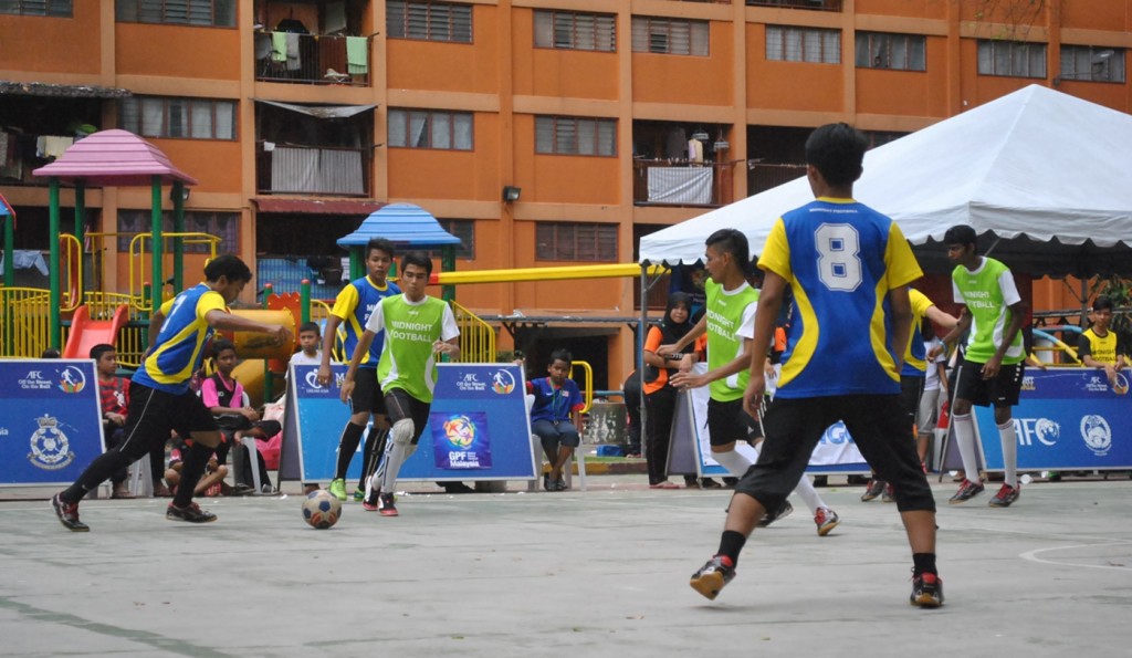 MF youngsters giving their best shot at the MF Final Tournament and Closing Ceremony held on 26 October 2013 at the futsal court at Flats Sri Selangor, Loke Yew Kuala Lumpur.