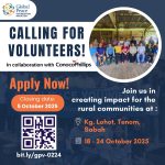 Hi everyone, we hear you! Thanks to the amazing participation of our volunteers from the last trip in Ulu Lipis, Pahang, we’re excited to announce that our next journey will take us to Kg. Lohot, Tenom, Sabah!
Our goal: 
Help bring clean water to rural communities in Sabah by constructing a gravity-fed water system.
Volunteering Period
18 (Saturday) – 24 (Friday) October 2025
Application CLOSING DATE
5 October 2025 —> applications will be reviewed on a rolling basis
FAQ!
📌No participation fees
📌Volunteers cover their own transportation to the meeting point (Kota Kinabalu International Airport)
📌Accommodation and meals are provided for the entire duration of the program
SWIPE THROUGH TO LEARN MORE!
We can’t wait to see you join us on this meaningful adventure! See you soon VOLUNTEERS! ❤️