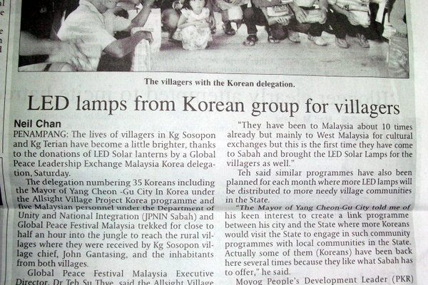 DSCF4111 LED lamps from Korea group for villagers in sabah