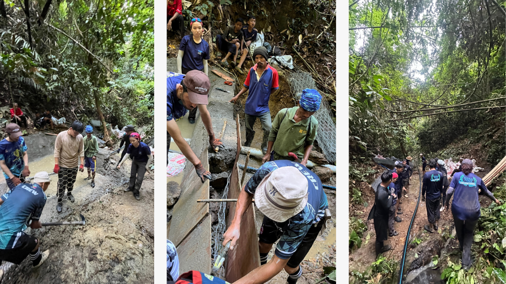 VOLUNTEERS AT THE DAM SITE